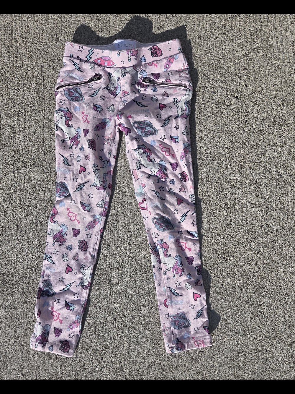 Childrens Place Pink Unicorn & Heart Print Girls Leggings